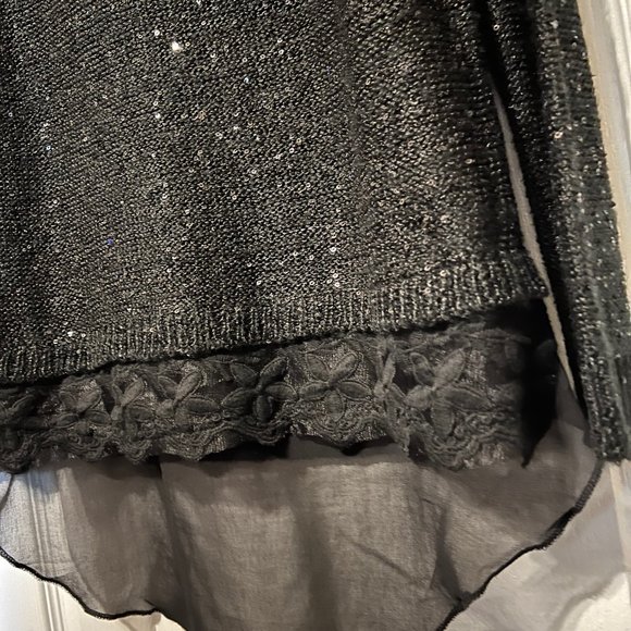 Mirumi-NWT-Long sleeve Sparkle Sweater-Sheer-Lace-Medium-Open Back-Long in back - Picture 1 of 14